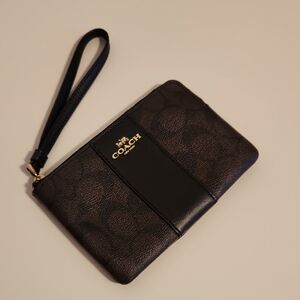 Coach Dark Brown and Black Wristlet